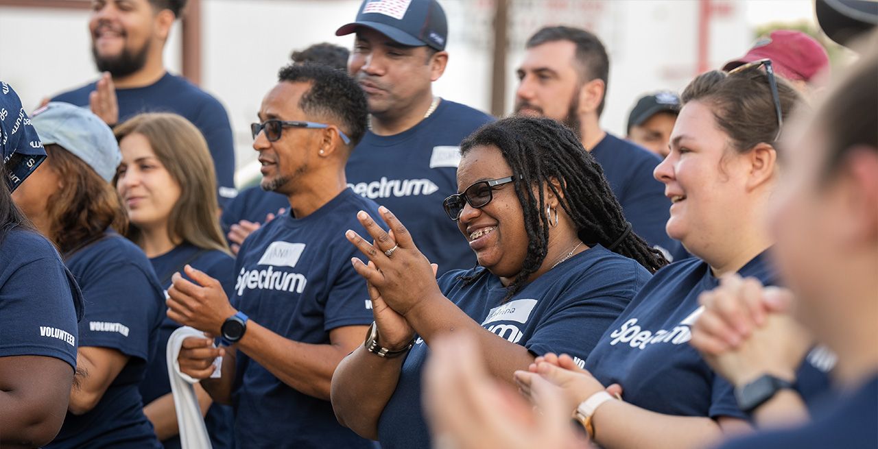 Group of happy employee volunteers